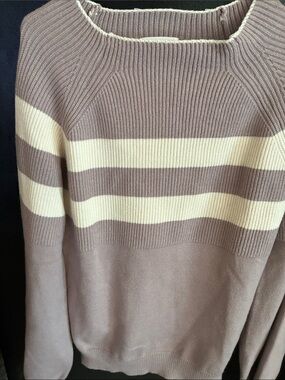 böhme Ribbed Mock-Neck Colorblock Striped Knit Sweater - Size M
